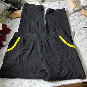 D&Co Small Black Yellow Elastic Waist Pull On Straight Leg Sweatpants